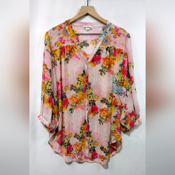 Hope Springs Tops - Hope Springs Floral Button Shirt Womens XXL Pink Cottagecore Barbiecore Retro